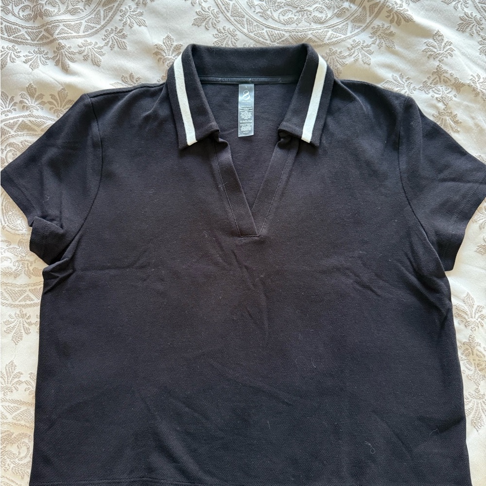 Lou and gray clasic v neck polo shirt black